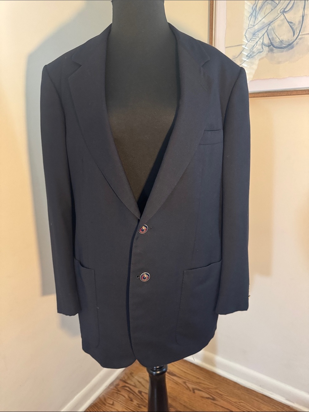Brioni Navy Single Breasted Luxury Cashmere/Wool Blend Blazer-Size 42